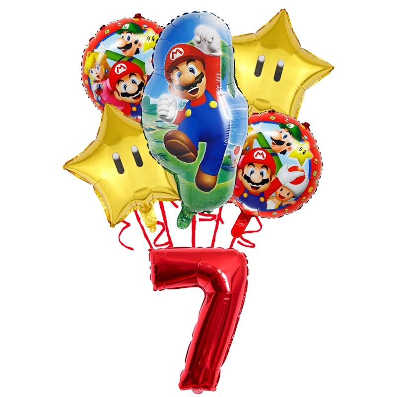 Super Mario Bros Numbers Ballons Birthday Balloons Party Decoration Baby Shower Ornaments Cartoon Anime Room Decor Kids Gifts