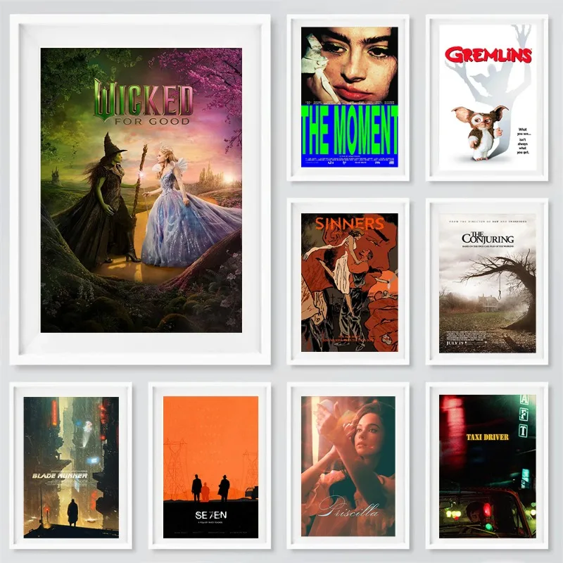 Классический кинопостер «Wicked for Good», «Семь», «Присилла», «Бойцовский клуб», «Aftersun», картина на холсте, настенное искусство, декор для гостиной и дома