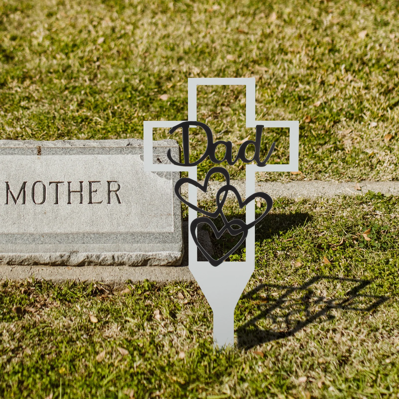 

Cemetery Cross Stake Grave Decorations Garden Yard Lawn White Marker Iron Durable Easy Use Outdoor Memorial Suitable Graves