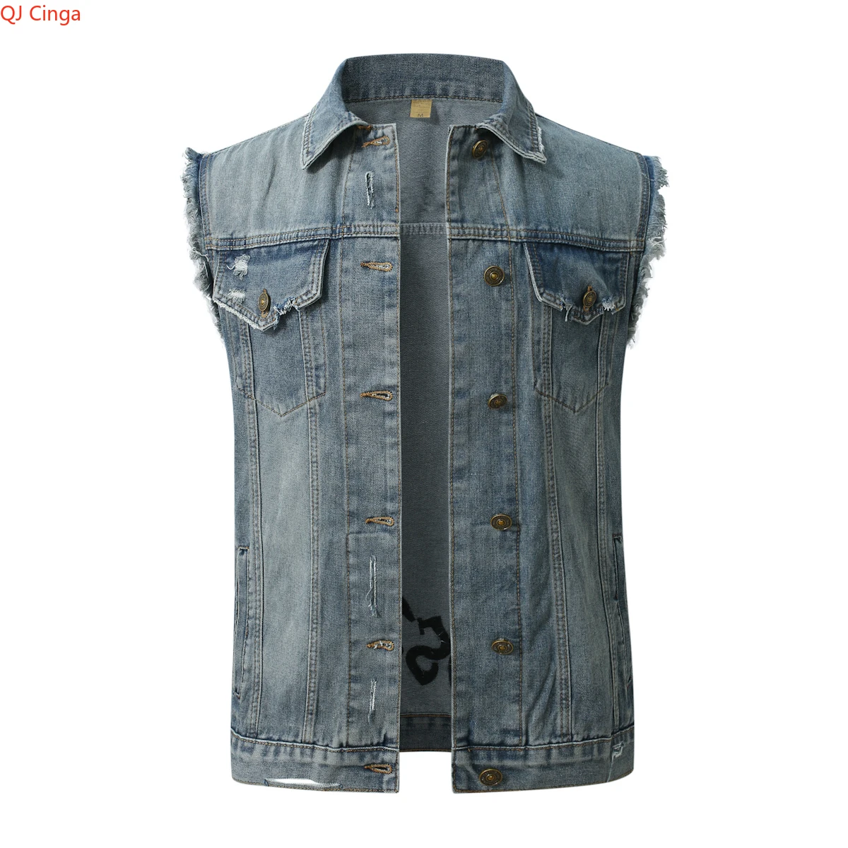 

Темно-синий джинсовый жилет унисекс без рукавов, стильная повседневная хлопковая куртка, жилет свободного кроя.