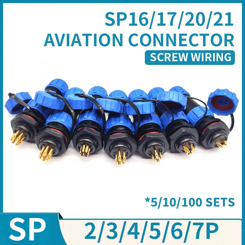 5/10/100Pcs SP16/17/20/21 Screw Wiring Connector Solderless Industrial Plug Aviation Plug Male And Female Docking Quick Wiring