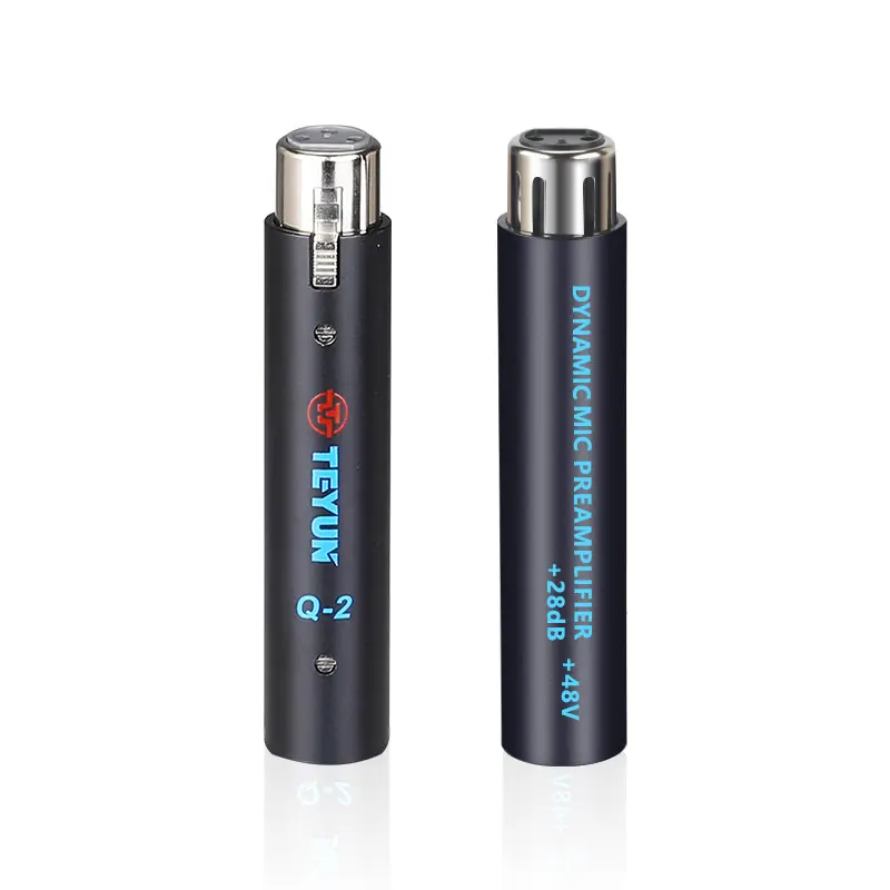 

TEYUN Mini Portable Dynamic Microphone Preamplifier 48V XLR 28db Gain Metal Structure Mic amplifier for performance Q-2