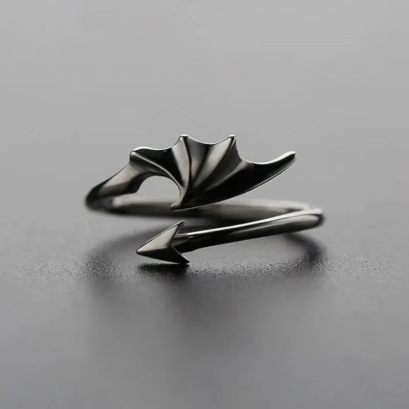 خمر أجنحة الشر خواتم الشرير للنساء الرجال زوجين خاتم الزواج افتتاح الملاك الجناح نسخة خواتم المجوهرات الكورية #5