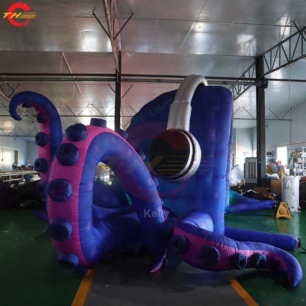 Fast Shipping 33ft Wide Giant Inflatable DJ Octopus Tent Booth Stage Event Decoration Background Wall for Sale