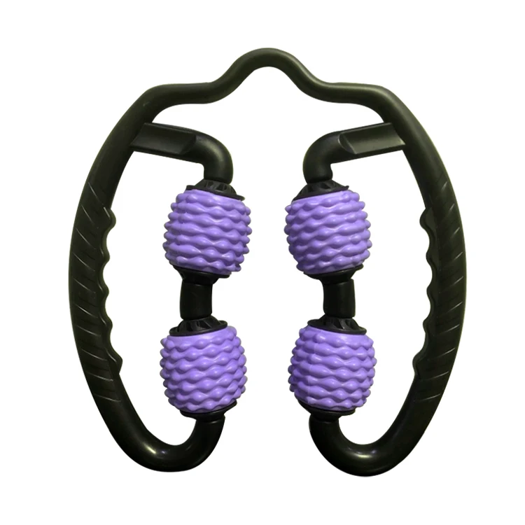 Yoga Pilates Ring Portable Handheld Massager 4 Wheel Foam Roller for Arm Leg Back Muscle Relaxation Home Gym