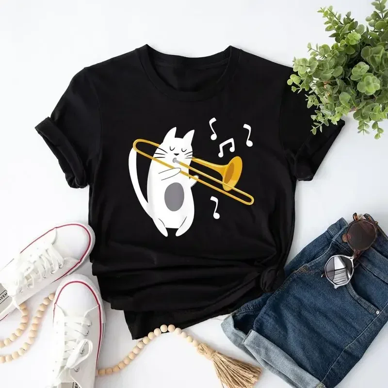 Trombonist Cat Trombone Player Music Lover T Shirt