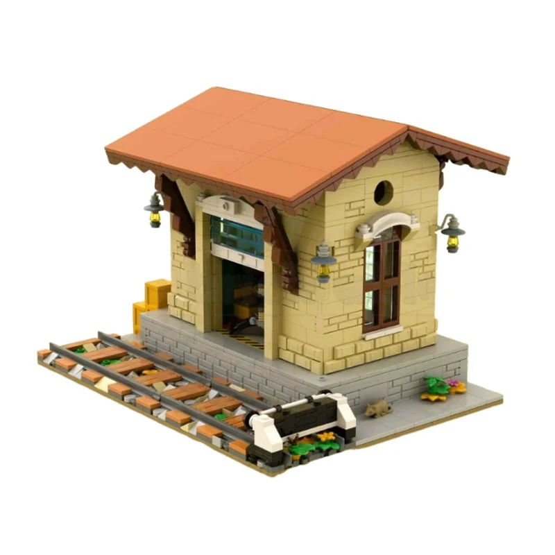 977 قطعة MOC مستودع السكك الحديدية نموذج مدرب ألعاب البناء كتل هدايا عيد الميلاد العمارة تجميع لتقوم بها بنفسك عيد ميلاد الإبداعية