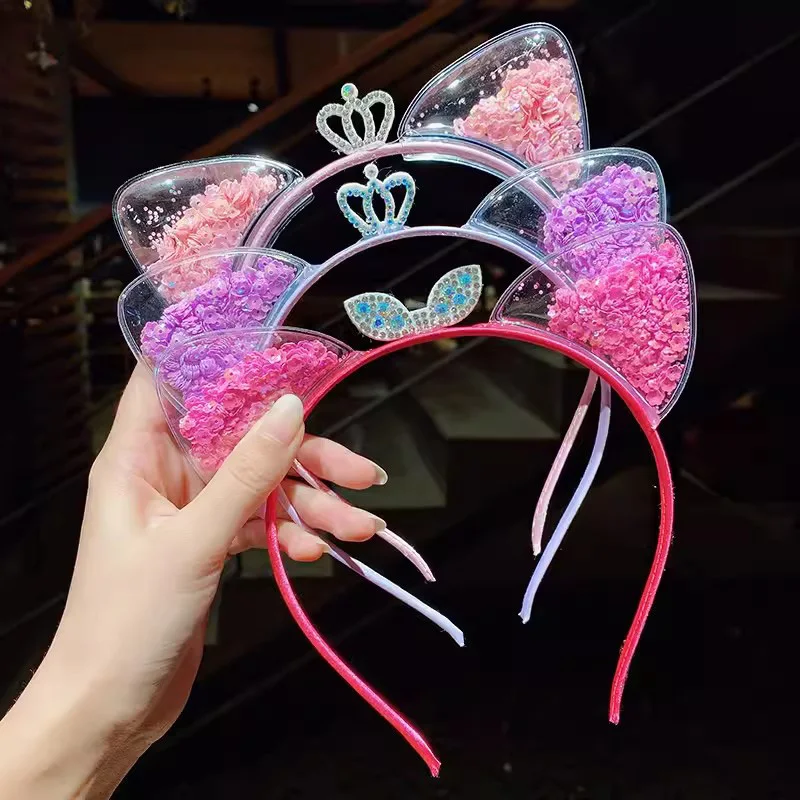 3pcs/Set Cute Crown Colorful Cat Ears Hairband For Girl Sweet Hair Ornament Headband Children Headdress Fashion Hair Accessories