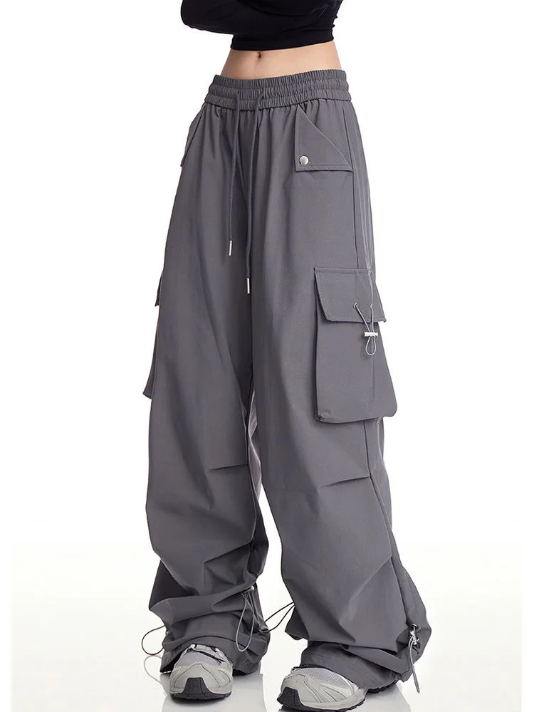 Wide Leg Pants Black Womens Summer Ultra-Thin Soft Hollow-Out A-Line Vacation Outdoor Youth Airy Quick-Drying Cool OL Trousers