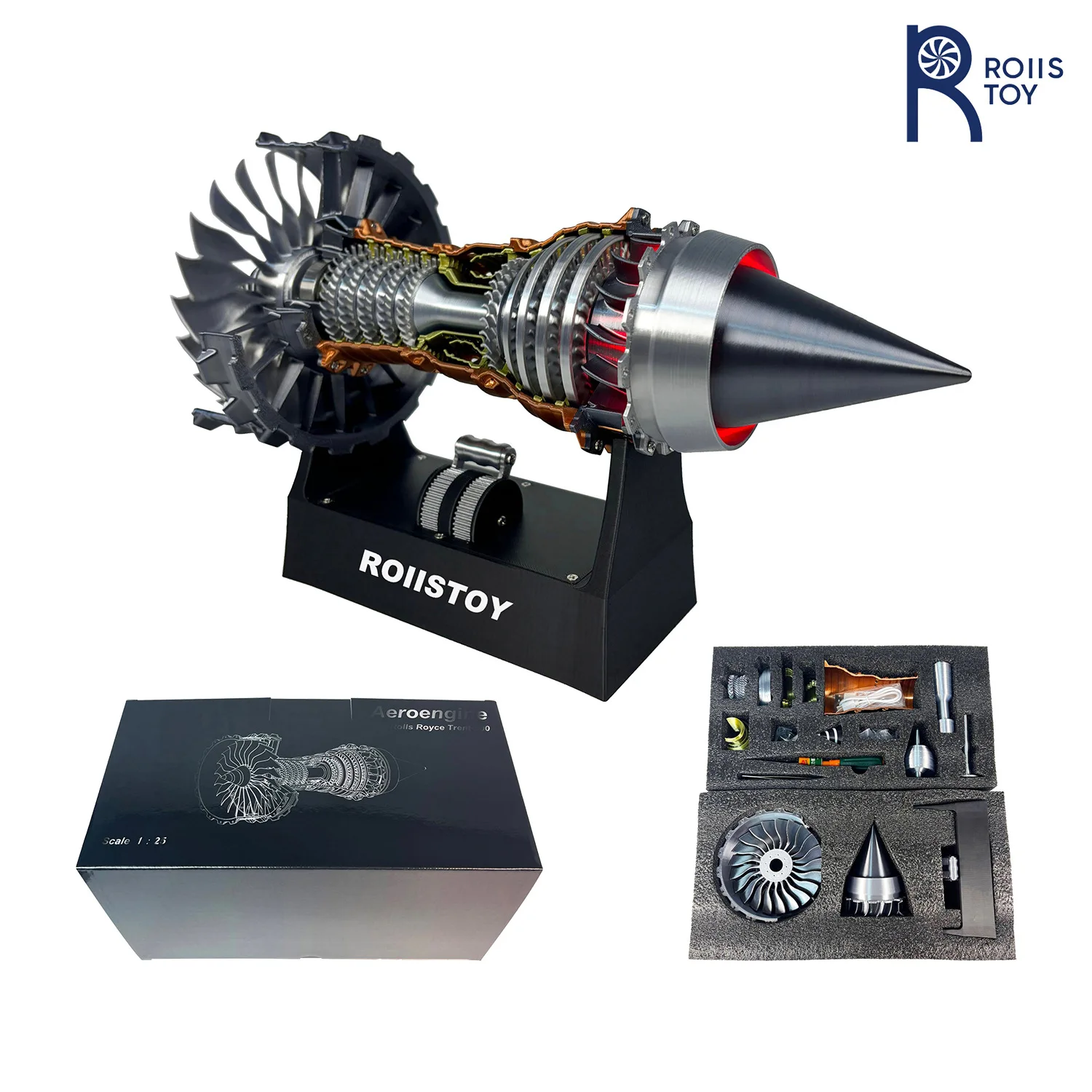 Kit de modelo de motor a jato, simulação turbofan com luz e som, brinquedo de montagem diy, modelo de aeronave de aviação, presente educacional para crianças