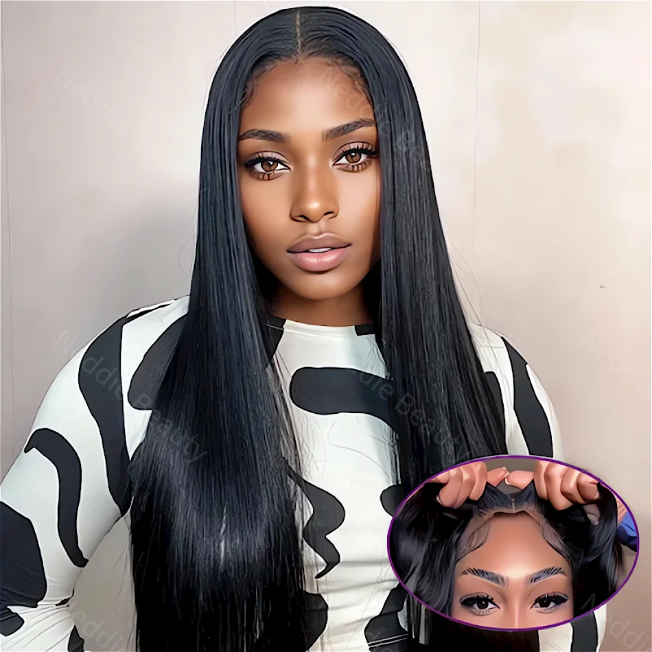 

30 40 Inch Human Hair 100% Natural Straight 5x5 Lace Frontal Wig PrePlucked Afro Closure Wig Ready To Wear For Women Choice