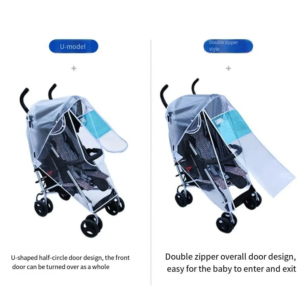 EVA Universal Stroller Rain Cover Waterproof Transparent Baby Car Wind Sun Shield Zipper Open Windproof