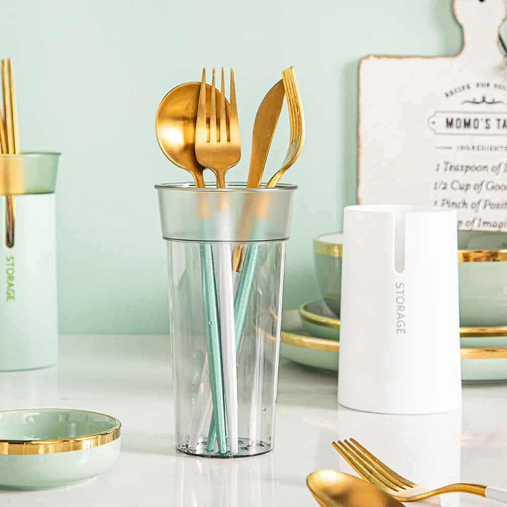 

Kitchen Chopsticks Holder Double-Layer Utensil Organizer Removable Inner Tube Drain Holes Quick Water Discharge Countertop