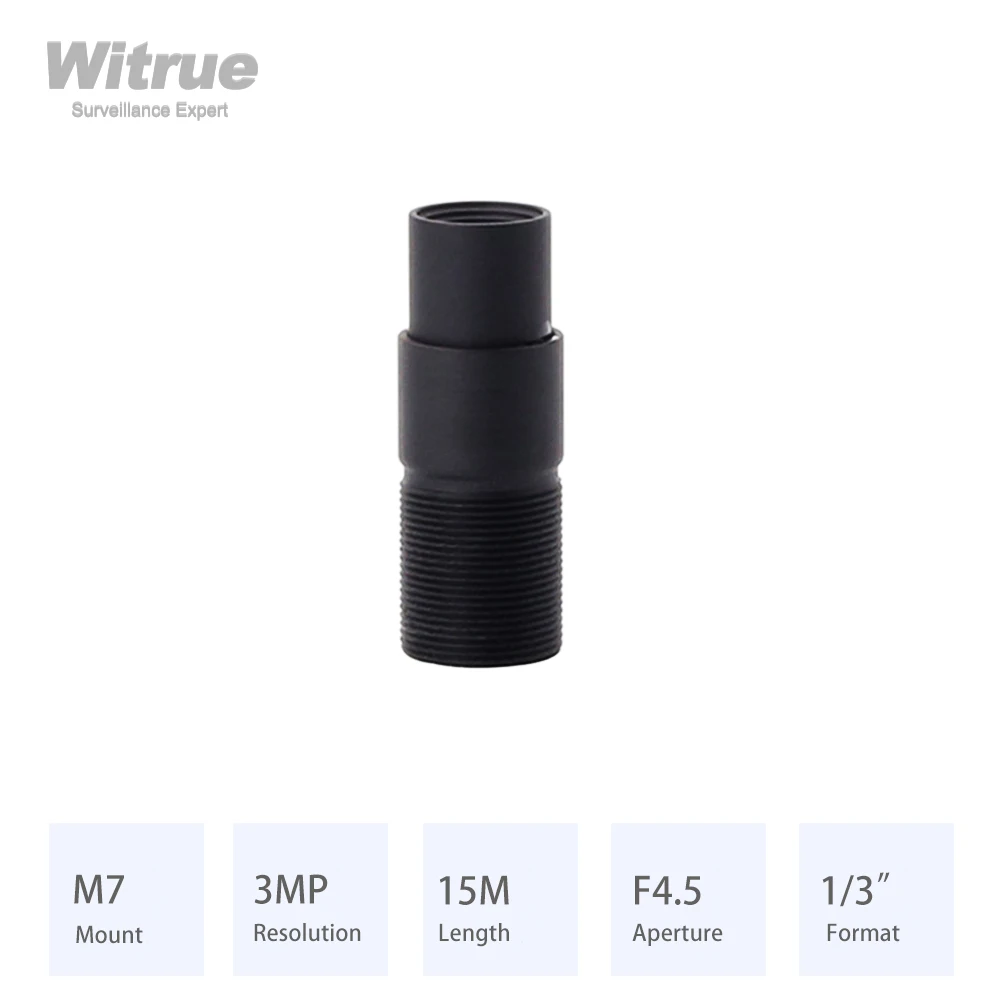 

Witrue CCTV Lens M7 Mount 15MM HD 3MP Aperture F4.5 Format 1/3 with 650nm IR Filter for Mini Surveillance Security Cameras