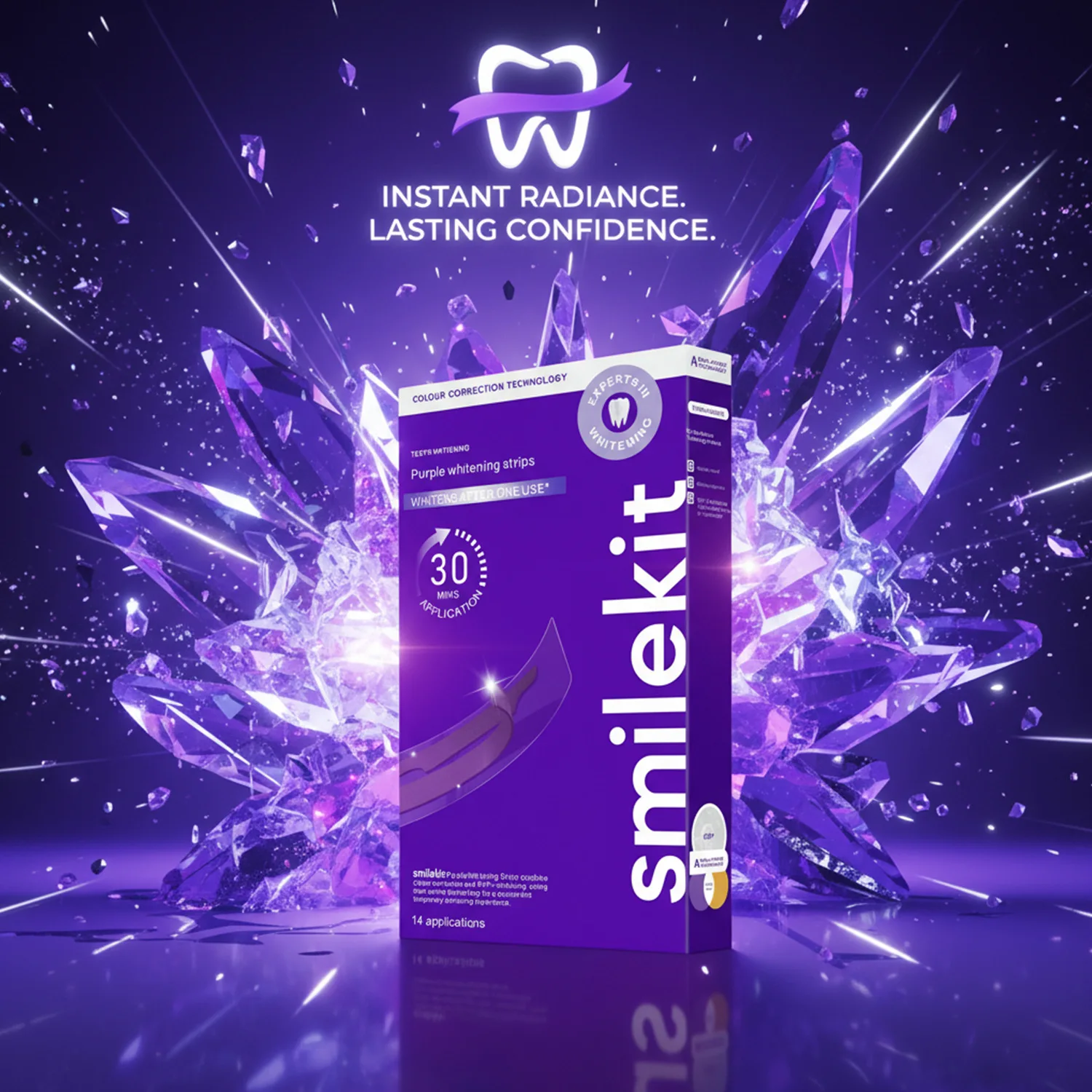 14 pairs of new V34 purple small box whitening tooth stickers