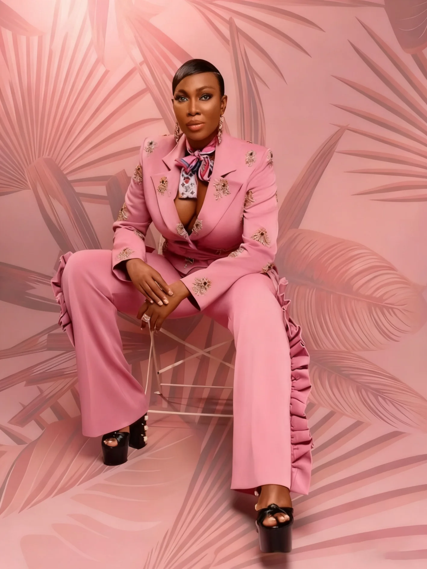 Fashion Women Suits 2 Pieces Office Ladies Work Appliques Jacket Blazer Ruffles Birthday Party Customized Outfits