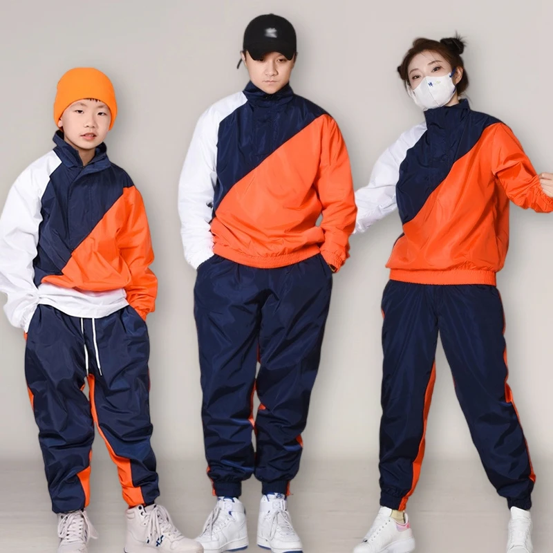 

Street Dance Costume Adult Kid Loose Hip Hop Dance Wear Orange Jacket Team Performance Stage Outfit Jazz Dancer Clothing VDB7101
