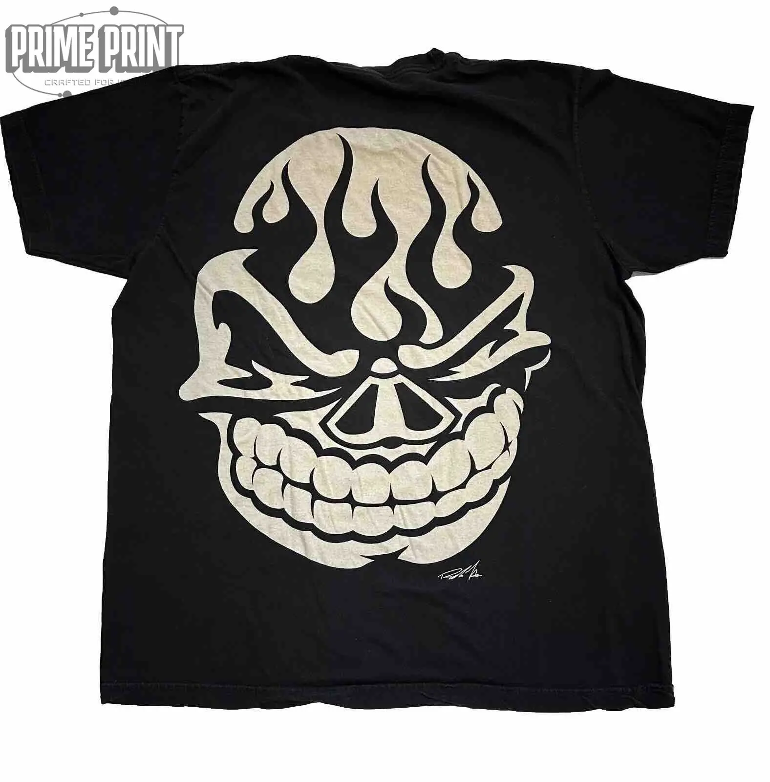 T-Shirt en Coton Noir pour Homme, Styler d'Oreille, Puncher Skull, XL, Taille Régulière, Équipage de la raq, Imprimé, Star1300