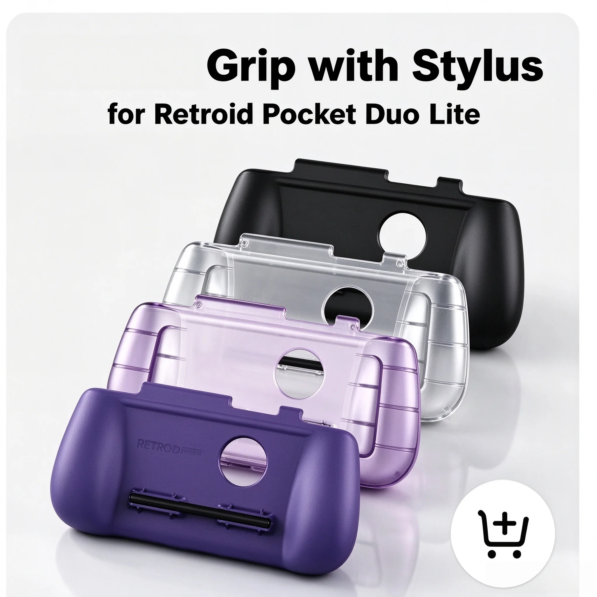 Official Ergonomic Grip Case with Stylus for Retroid Pocket Duo Lite, Shockproof Protective Handheld Cover with Stylus Slot