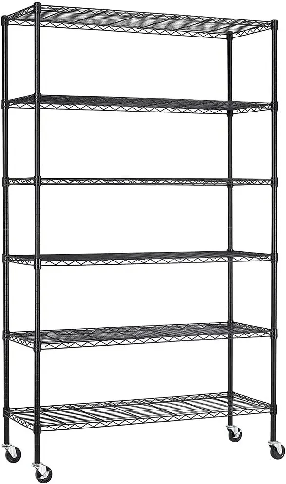 

Commercial Wire Shelving Unit with Wheels Steel 6 Tier Heavy Duty Layer Rack Storage Metal Shelf Garage Organizer Shelves