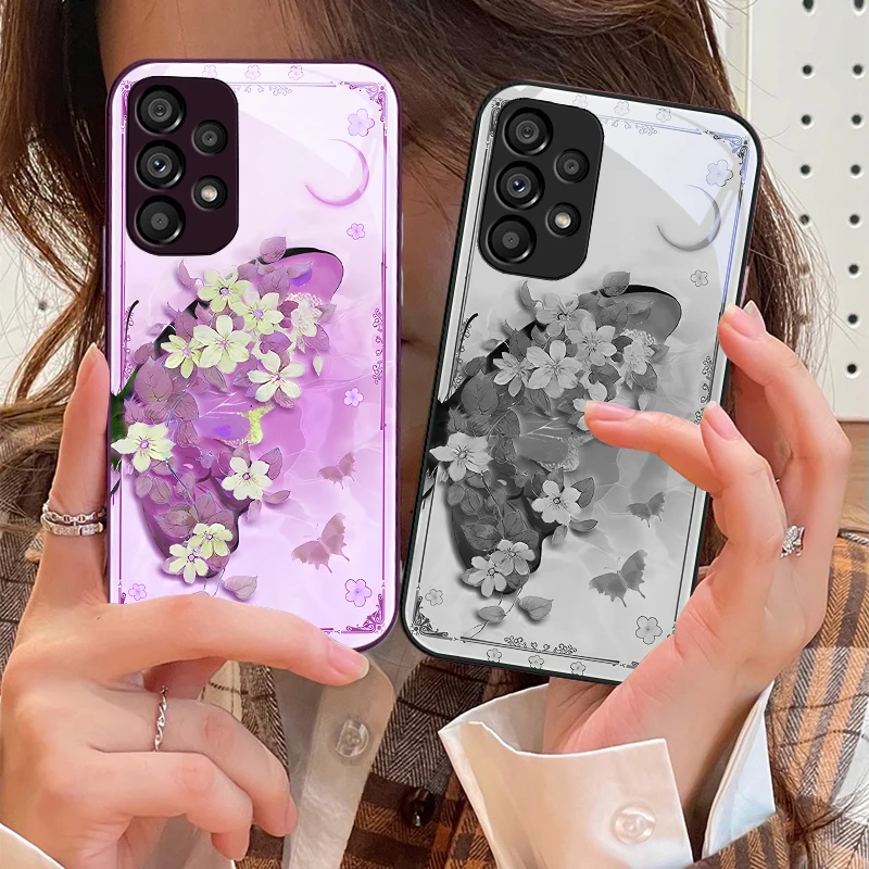 

Oil Painting Flower Black For Samsung Galaxy S10 4G S20 11E 30 S21 21Fe 22 S24 Pro S23 Ultra 5G S8 S9 Tempered Glass Phone Case