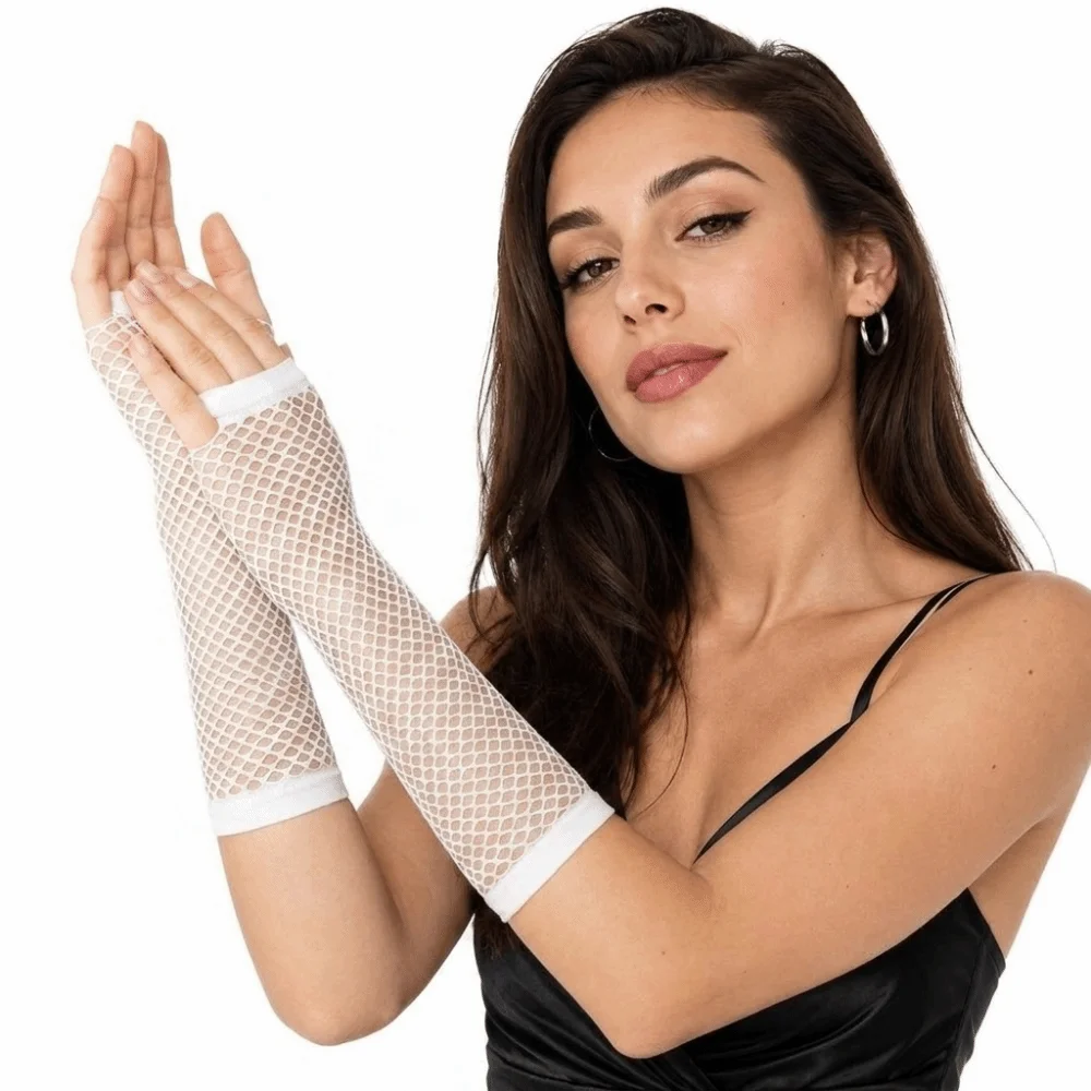 Sexy Stretch Women's Fishnet Gloves Half Finger Punk Style Girl's Long Gloves Leg Arm Cuff Black Fingerless Gloves For Women