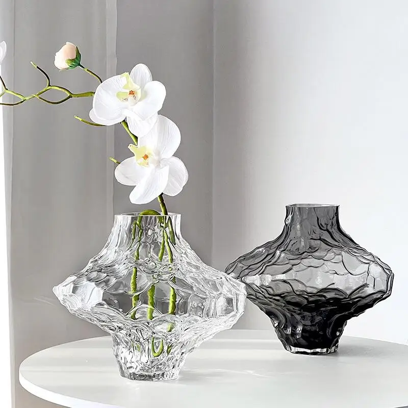 Luxury Nordic Minimalist Flower Vase Frosting Glass Plant Pot Flower Stand Wedding Vase Planter Living Room Decoration Gift