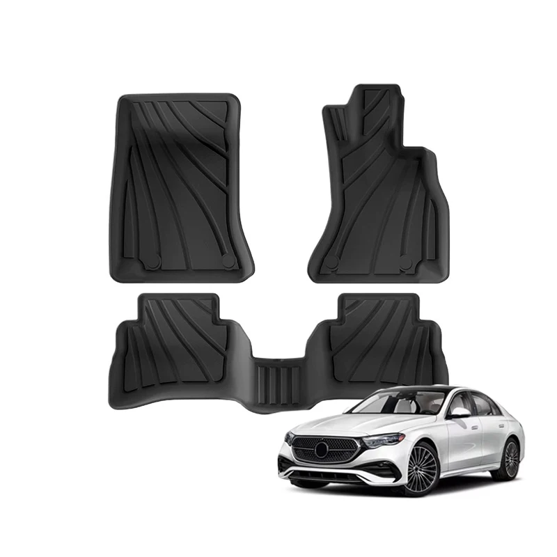 

Для Mercedes-Benz E-CLASS 2026: Всепогодные водонепроницаемые противоскользящие коврики TPE для пола автомобиля (правый руль) и защитные накладки для багажника от грязи