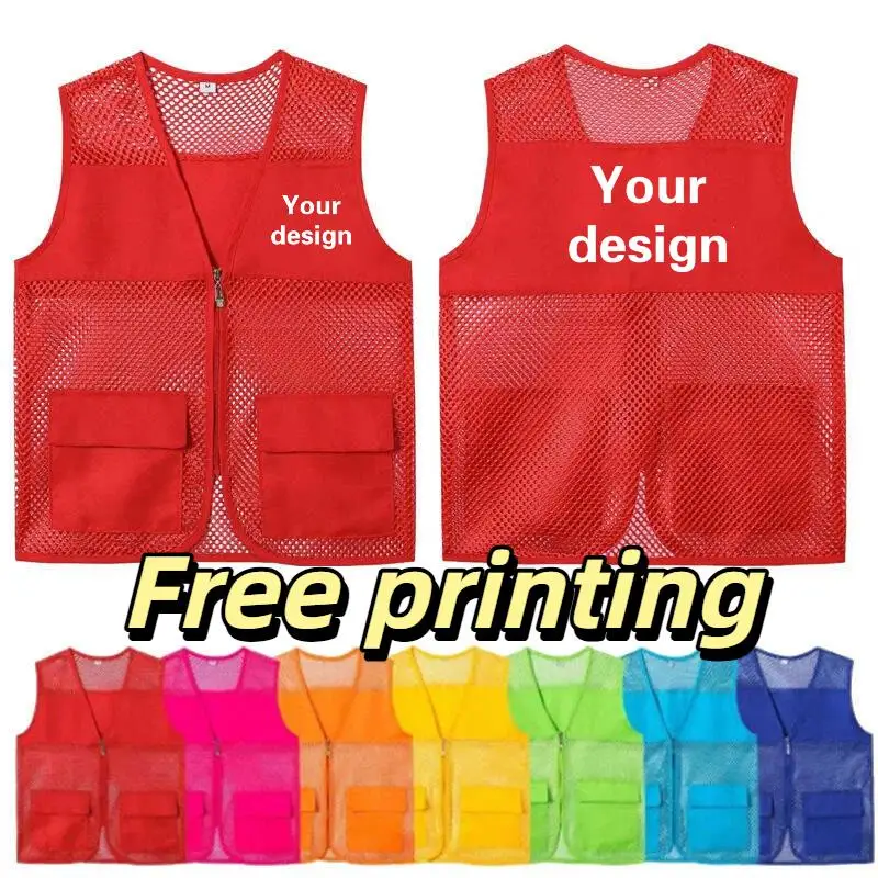 Summer Men's Sleeveless Mesh Vest With Printed Logo Personalized Custom Design Pattern Outdoor Workwear Activity Advertising Top