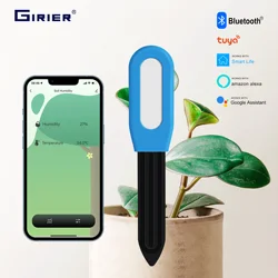 GIRIER Smart Soil Moisture Meter Bluetooth Temperature Humidity Sensor Remote Monitoring for Plants Care Garden Lawn Hub Needed