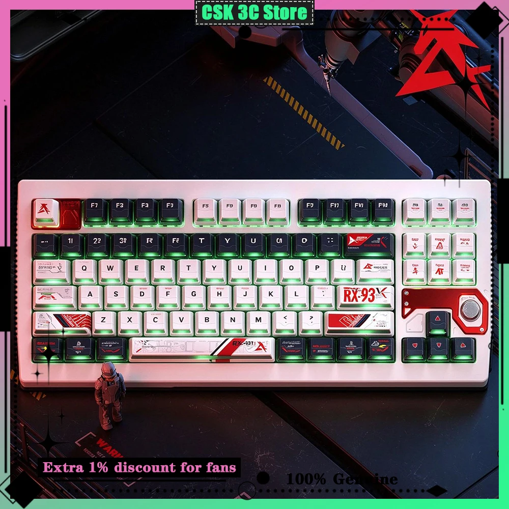 PIIFOX RX93 Nu Gundam Amuro Ray's Custom Keycap Set 144Keys PBT OEM Profile for MX Switch Five sided Dye Sublimation for Wooting