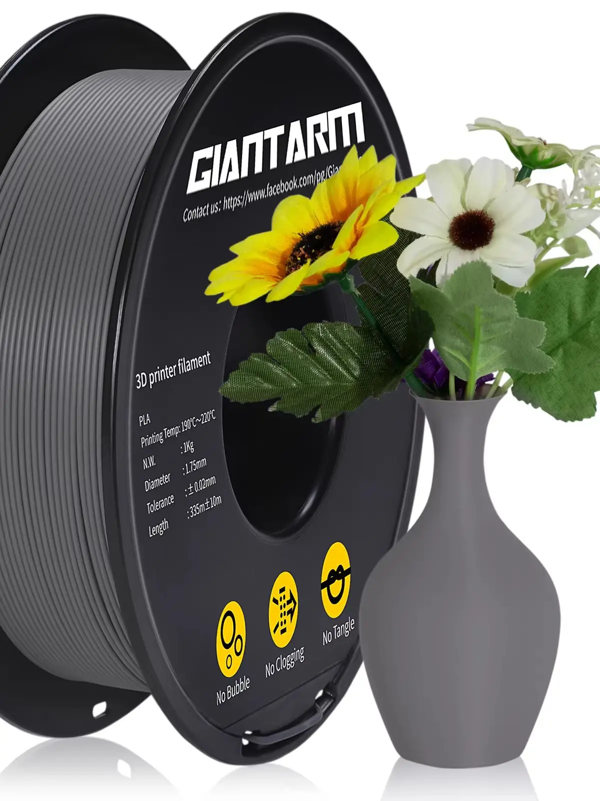 GIANTARM Matowy Filament PLA 1,75mm 1kg, Niebłyszcząca Matowa Powierzchnia Filamentu do Drukarek 3D +/-0,03mm do Druku 3D FDM — zdjęcie produktu 7