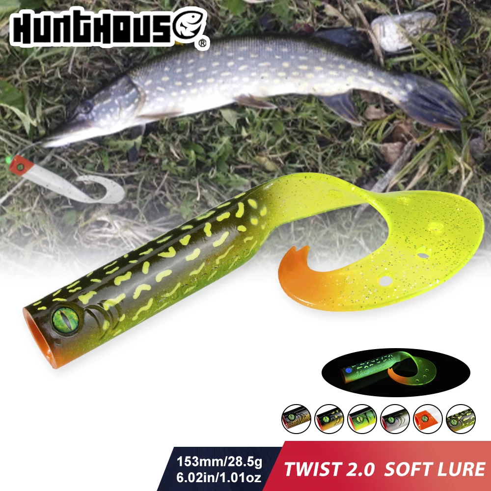 Image of Hunthouse 153mm 28,5g 3 Stück Weicher Angelköder Silikon Spinning Twist 2.0 Einzelschwanz-Anhänger für Hecht Barsch Zander Fischzubehör
