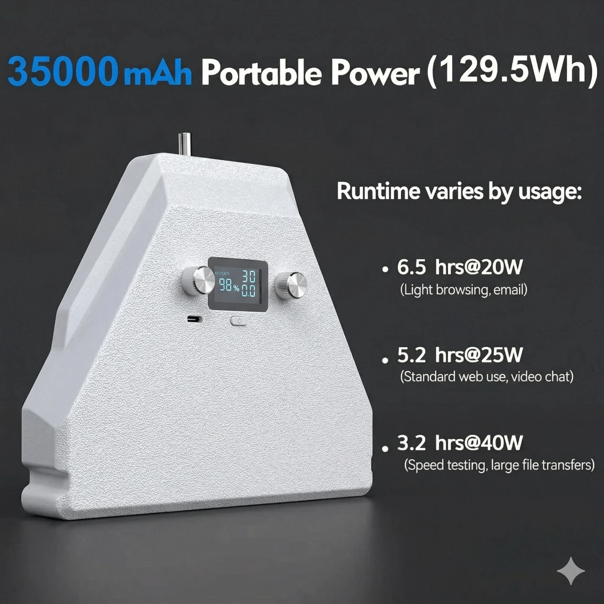 Nieuwe 35000mAh 129Wh High Power Powerbank voor Starlink Mini Pd USB-C LCD Display Draagbare Batterij Smart App DC Kabel Draagbare Oplader