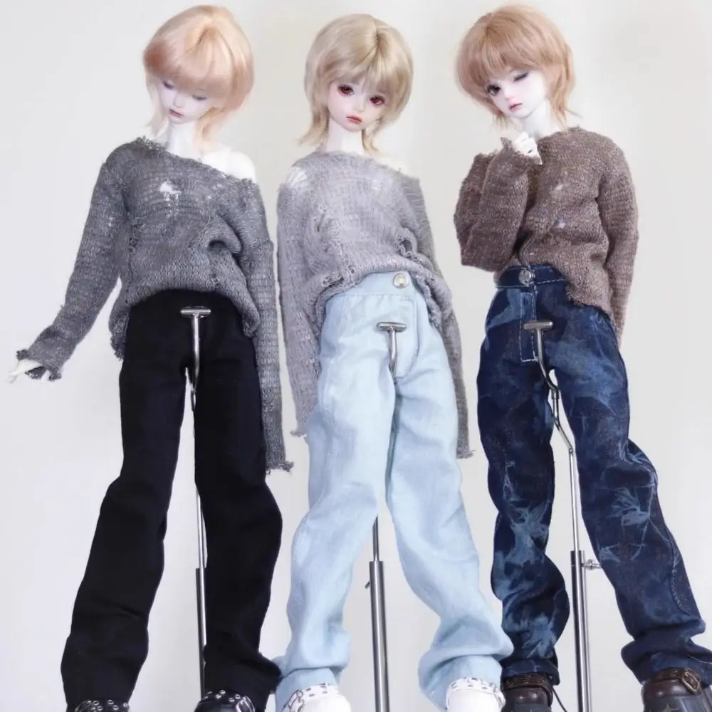 

Casual Wear Round Neck Tops Cute Mini Elegant Doll Knitted Sweater DIY Accessories Sweater Jeans Pants for 1/4 BJD 45cm Dolls