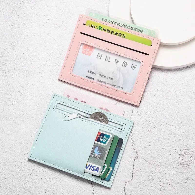

Ultra Thin Leather ID Card Holder Card Bag Fashion Women Mini Bank Credit Card Holder Organizer Wallet Coin Purse
