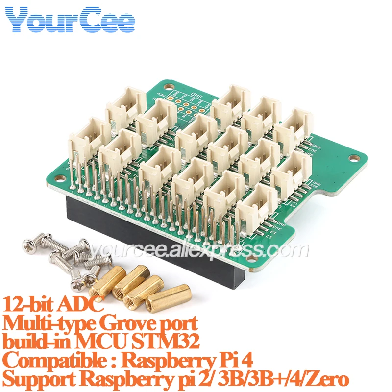 GROVE BASE HAT Expansion Development Board Module 3.3V SMT32 for Raspberry Pi 2B/3B/3B+/zero /zero W/zero Sensor Basic PCB