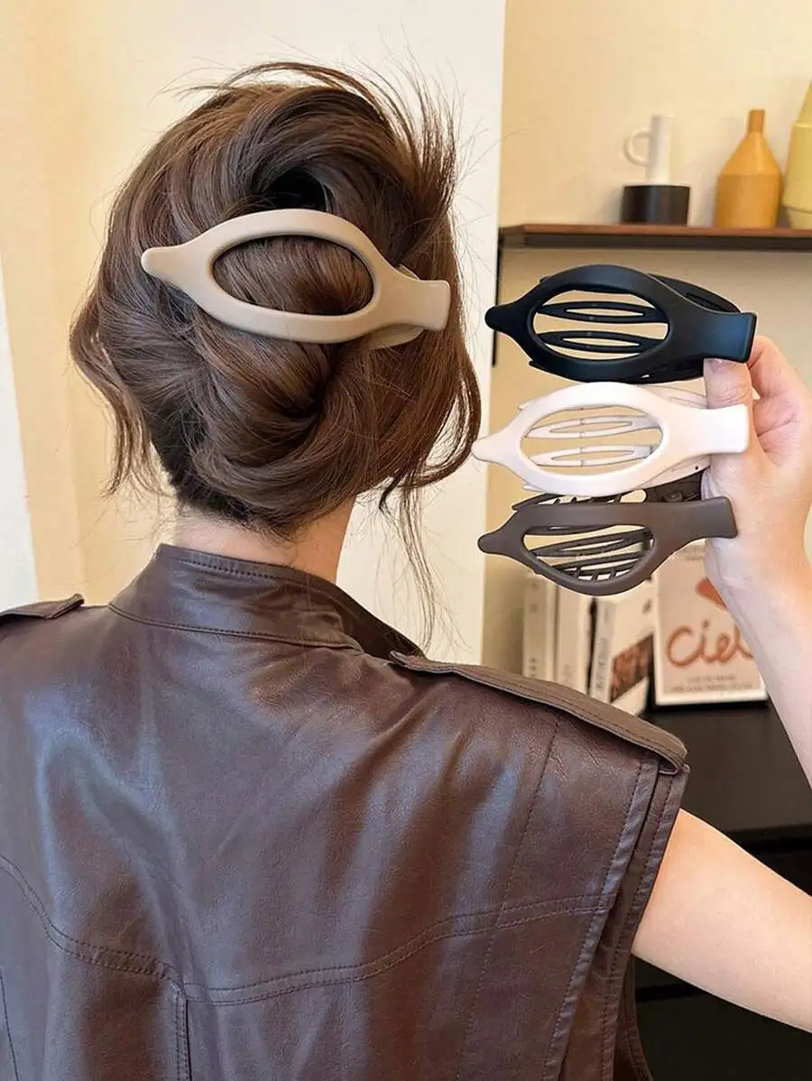 

Large Lightweight Plastic Hair Claws For Women, 4.72 Inch Minimalist Hair Clips In White Brown Beige Black