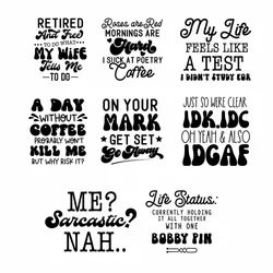 Fashion Women Iron On Print Black Letter Patch On Clothing Coffee Heat DTF Transfer Sticker For T Shirts Custom Sticker