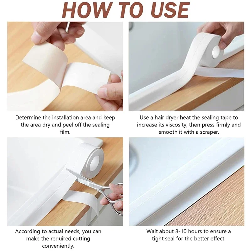 Self-adhesive Sealing Tape PVC Oil-Proof Kitchen Sink Edge Caulk Tape Waterproof Bathroom Toilet Corner Wall Sticker