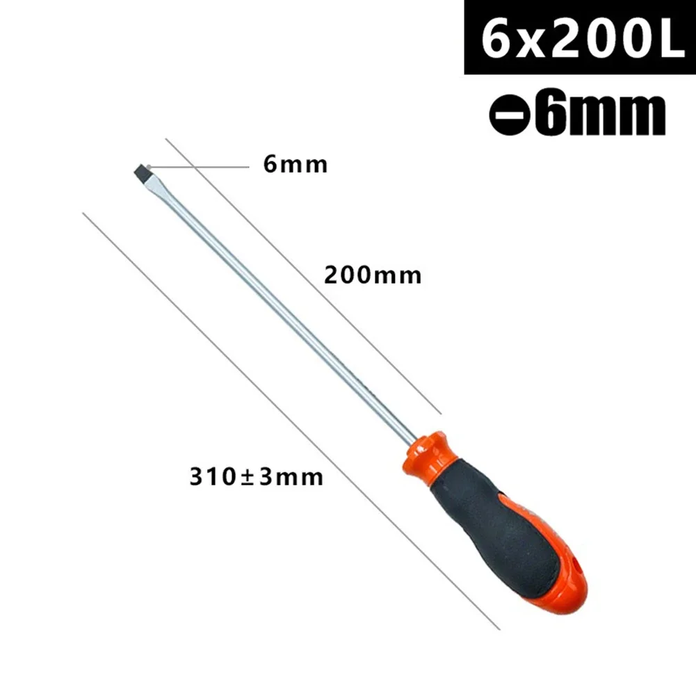 Extra Long Size Magnetic Screwdriver, Rubber Handle, Slotted Cross Head, Hardness & Durability, Suitable for Hard to Reach Areas