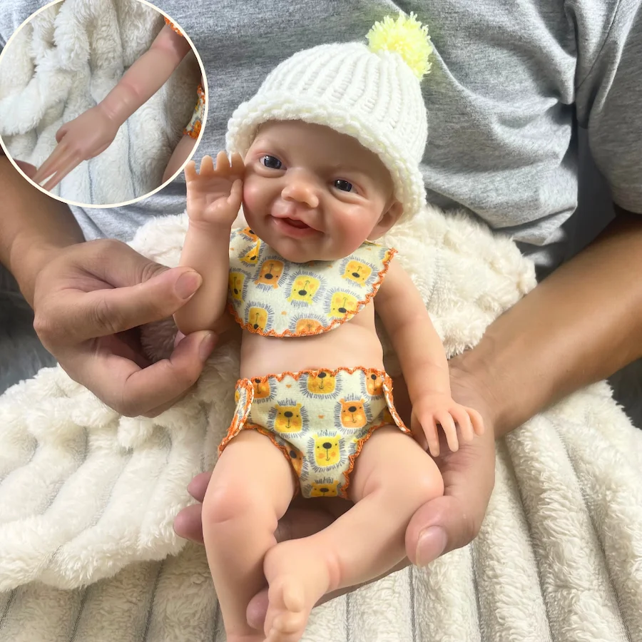 

Mini 33 CM Full Silicon Reborn Baby Doll Charlie Boy Body Lifelike Soft Solid Silicone Washable Doll Christmas Gift Toy