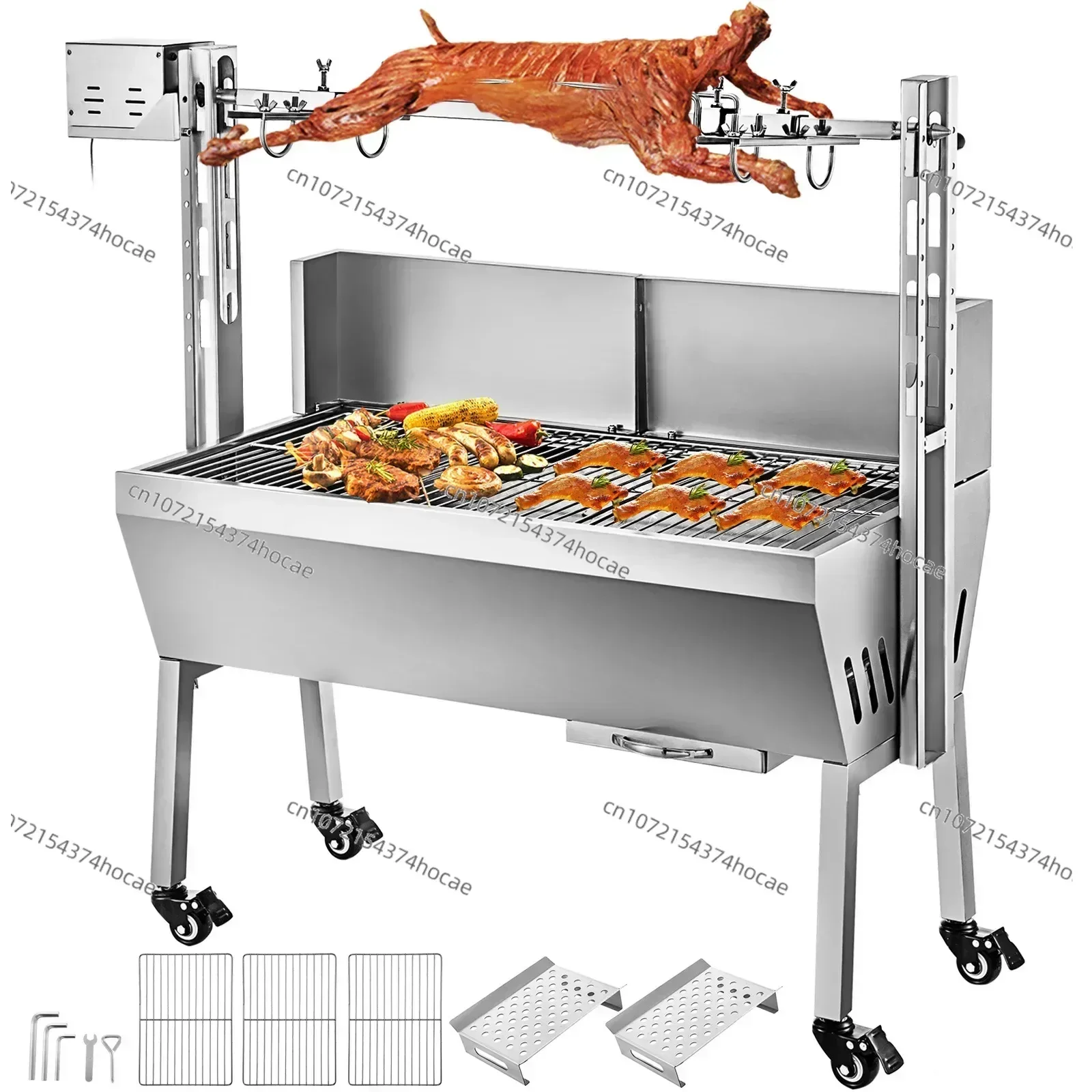 

New Lq-bbq5a Roast Sheep Furnace Movable Picnic Barbecue Grill with Baffle Roasted Mutton Leg Stainless Steel Whole Sheep Oven