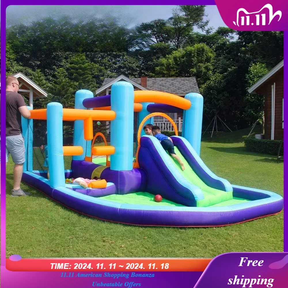 Inflatable Bounce House, Bouncer & Slide with Air Blower,Play House with Ball Pool,Inflatable Kids Slide,Jumping Castle