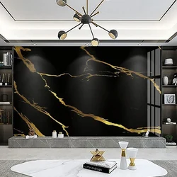 Modern Black Marble 3D Golden Line Mural Wallpaper Living Room TV Sofa Bedroom Home Decor Wall Painting Papel De Parede Frescoes
