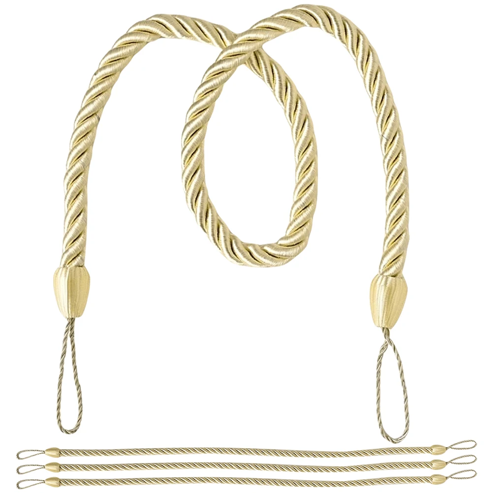 

4 Pcs Curtain Oxford Rope Buckle Holdback Tiebacks Tying Fixing Fastener Straps Natural Style Smooth Edges Rustic Decor Living