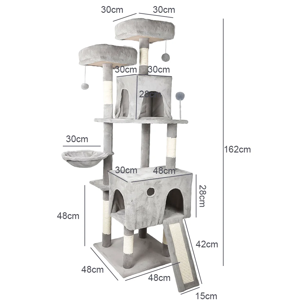 48x48x162 سنتيمتر أشجار القط القط تسلق الإطار القط برج أرجوحة مبطن Perches و Condos القط القفز لعبة مع سلم أشجار القط #2