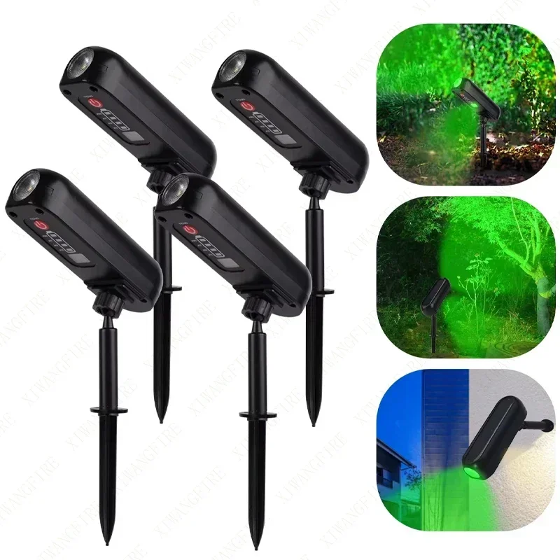 2-in-1-Solarstrahler und Wandleuchte, IP55, wasserdicht, grüne/warme LED für Garten, Hof, Weg, dekorative Ambiente-Baum-Uplighting