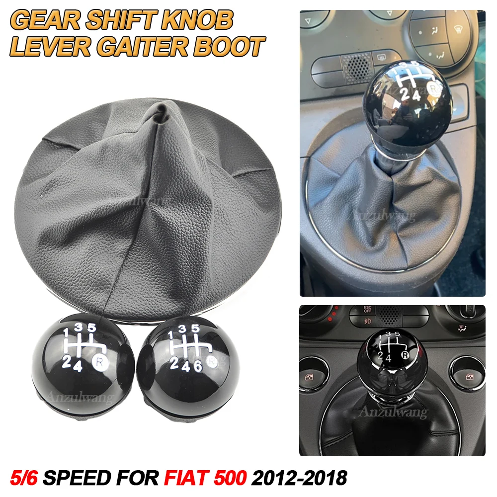 5 Speed 6 Speed Manual MT Chrome Car Gear Shift Knob For Fiat 500 2012 2013 2014 2015 2016 2017 2018 55344048