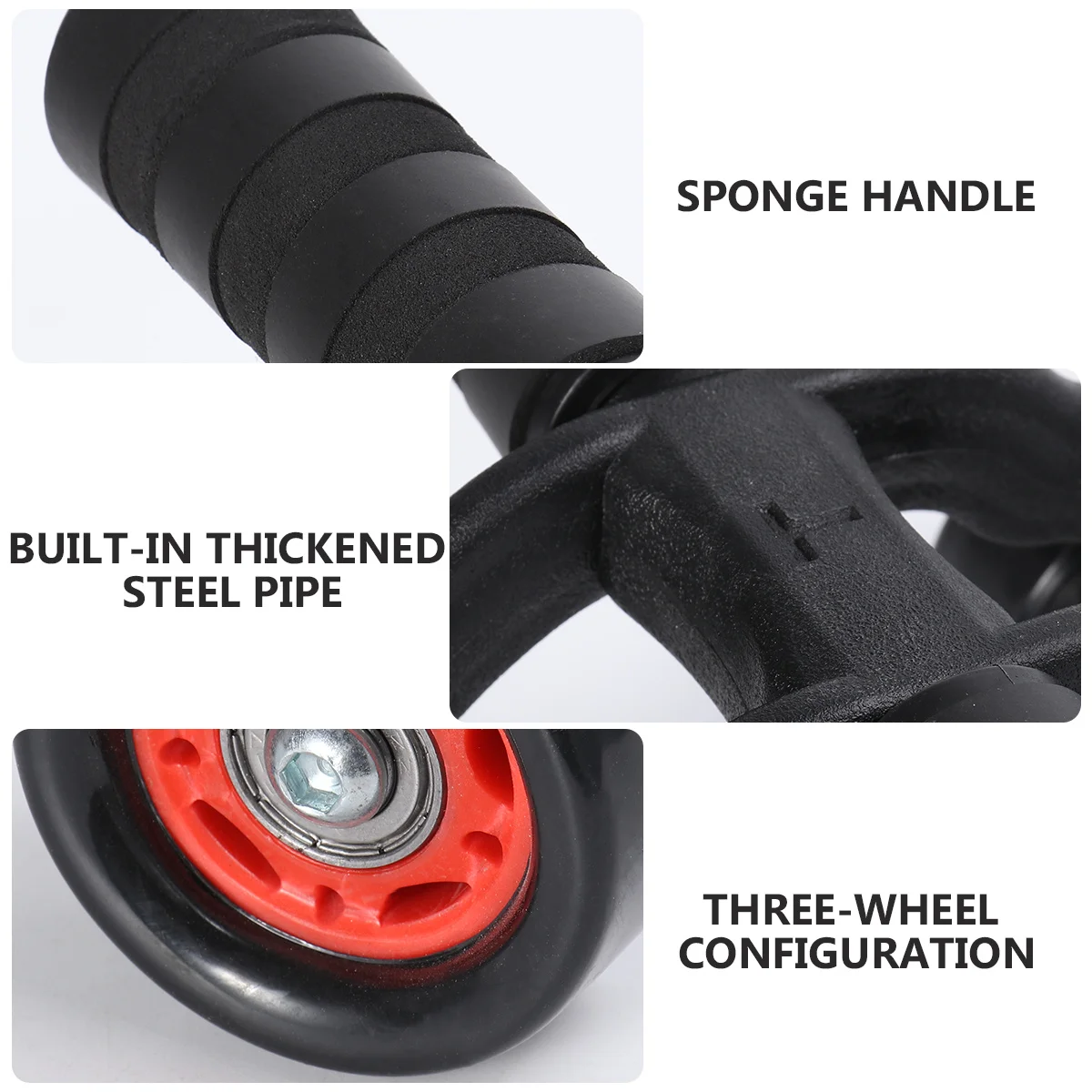 

1 pc Abdominal Wheel Durable Engineering Plastic Three-Wheel Roller Sweat-Proof Handle For Training Fitness Equipment